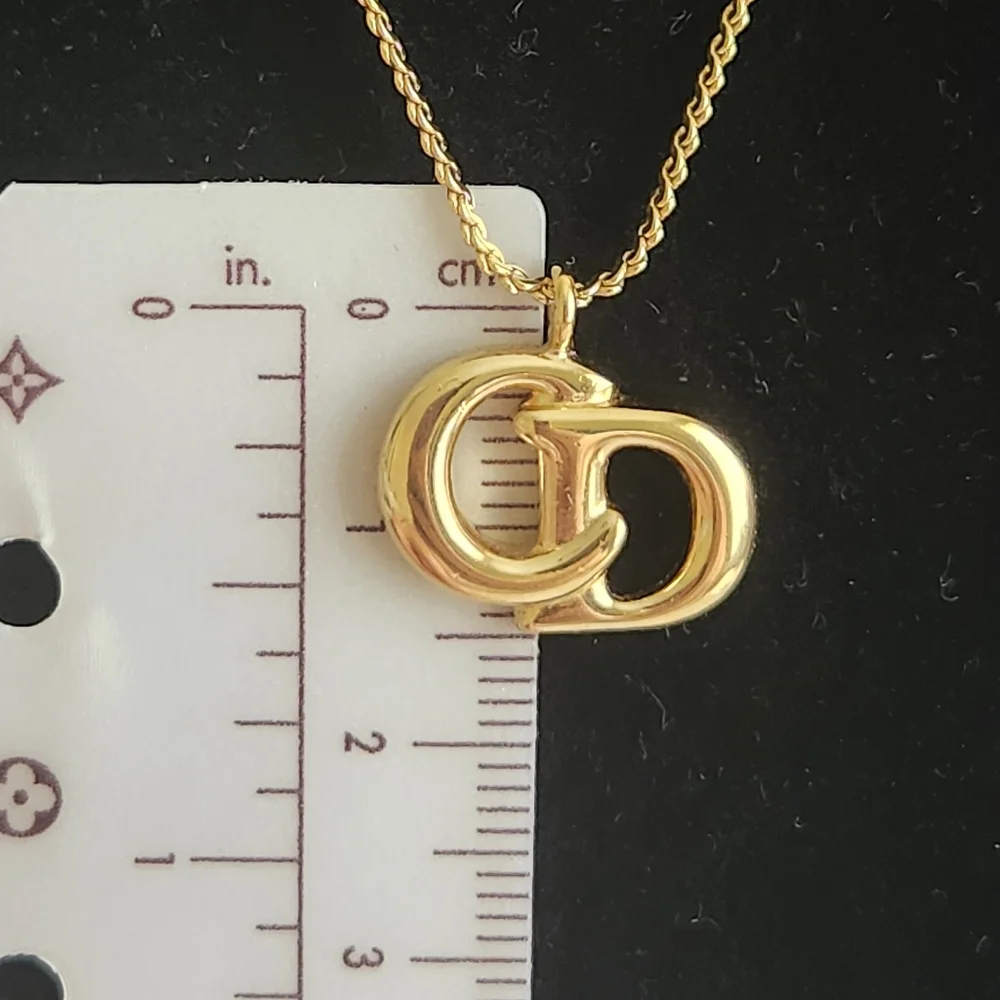 Christian Dior CD Logo Gold Tone Necklace ooo - Picture 3 of 4
